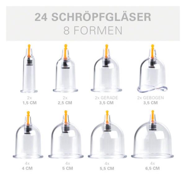 Schröpfglas-Set mit Vakuumpumpe, 27-tlg.