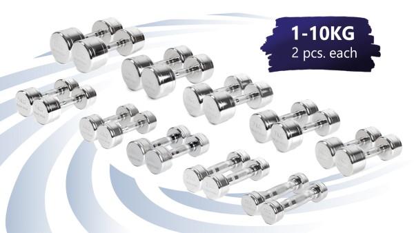 Chrom Kurzhantel Set 1-10Kg
